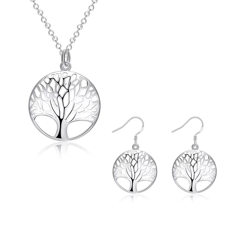 Schmuckset 925 Silber, runde Blätter, Damen - Bild 4