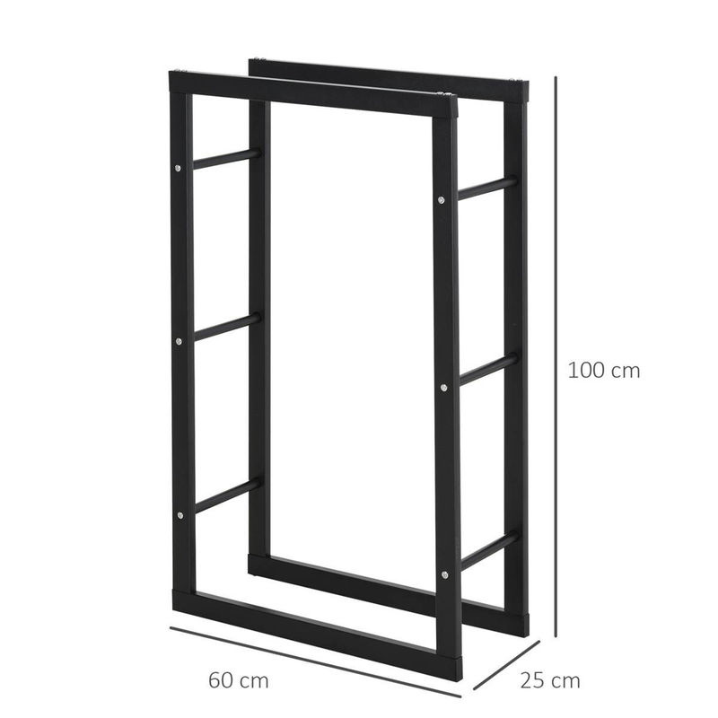 HOMCOM Kaminholzständer aus Stahl in Schwarz, Kaminholzablage für bis zu 100 kg, B/T/H: 25 x 60 x 100 cm - Bild 3