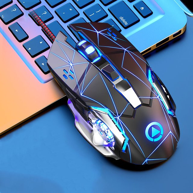 YINDIAO USB-Gaming-Maus mit Kabel, ergonomische 6-Tasten-Maus mit Hintergrundbeleuchtung und verstellbarer DPI für PC und Desktop, Schwarz - Bild 1
