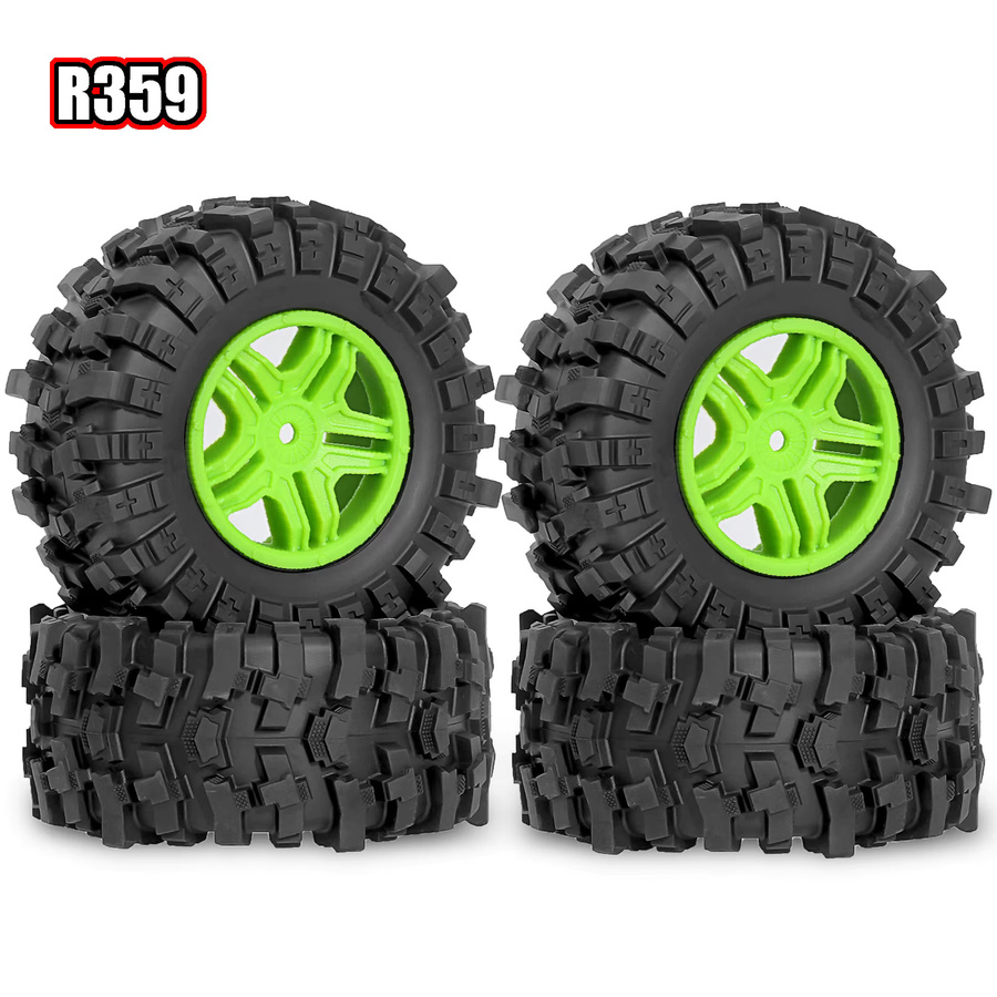RS 1/10 Sechskant-RC-Räder und Reifen, Grün, Gummi - Bild 1