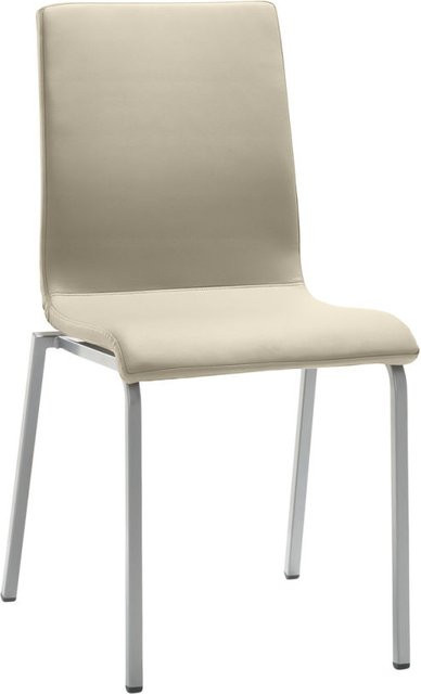 Mayer Sitzmöbel Stuhl 2120 mit Mikrofaser-Bezug in Taupe und silbernem Metallgestell, B/T/H: 47 x 54 x 90 cm - Bild 1