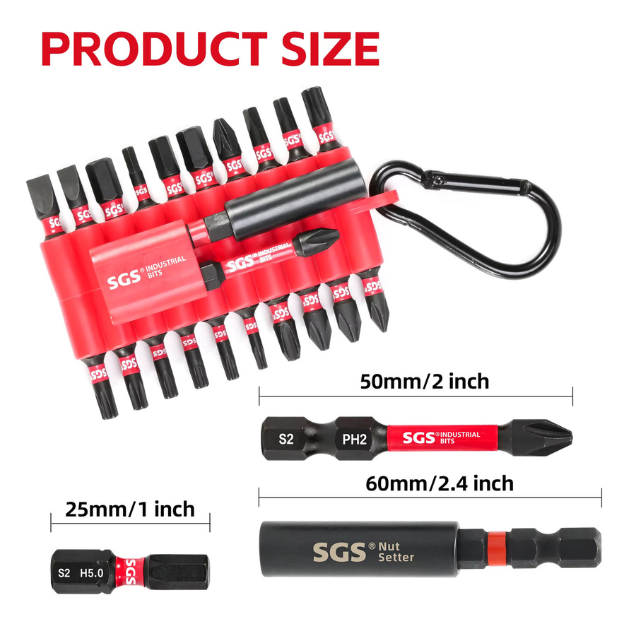 Pro Strength 22-teiliges magnetisches Schraubendreher-Set aus S2-Stahl in Rot mit verschiedenen Bit-Modellen Ph/T/Sq/Pz/H/Sl - Bild 3
