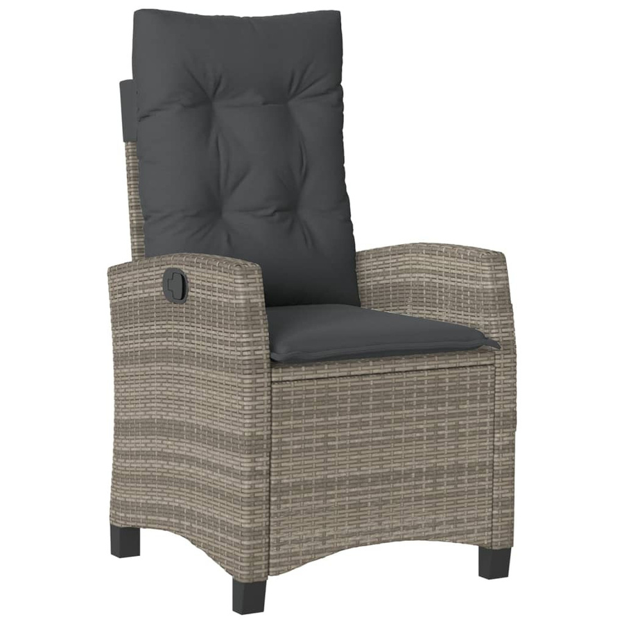 vidaXL 3-teilige Garten-Essgruppe aus Akazienholz und grauem PE-Rattan mit Kissen, B/T/H: 93 x 66 x 66 cm - Bild 4