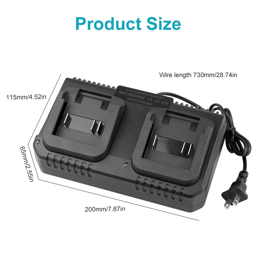 Intelligentes Makita Lithium-Akku-Ladegerät in Schwarz für Elektrobohrer, Poliermaschinen und Rasenmäher, 12,6V / 18V / 21V, 2A / 3A Netzadapter - Bild 3