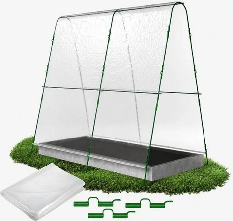 TTL GARDEN Folientunnel Set PEAK in Grün mit PE Folie als Pflanztunnel und Gewächshaus für das Frühbeet, B/T/H: 200 x 120 x 180 cm