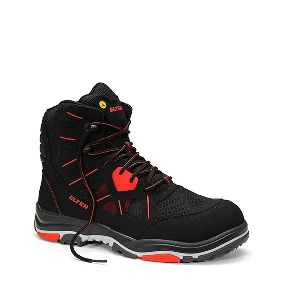 Elten Sicherheitsschnürstiefel Anthony Red Mid ESD S1 in Schwarz und Rot, Größe 48 - Bild 2