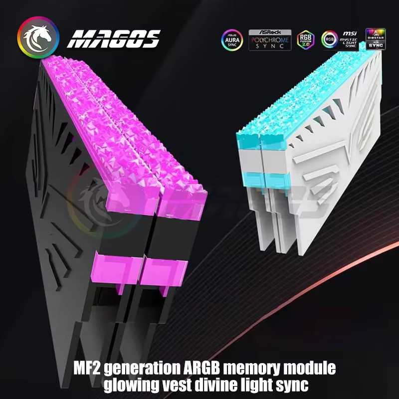 Flying Elephant ARGB Computer RAM Kühlkörper Diamond RGB Flow Style für DDR3 DDR4 DDR5, 2er Pack, Weiß/Multicolor - Bild 1