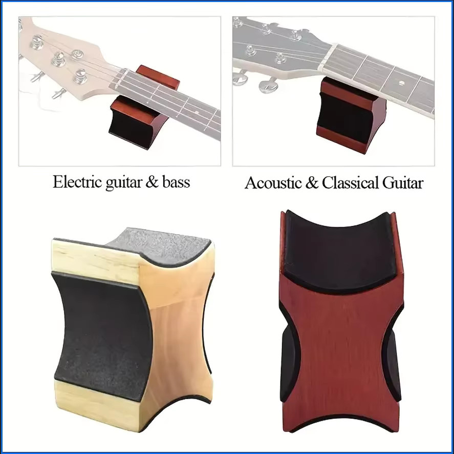 YOUYAN Professionelles Gitarrenhals-Stützkissen aus Holz mit 2-stufiger Höhenverstellung für die Reparatur von Gitarren, Geigen und Ukulelen in Braun und Rot - Bild 4