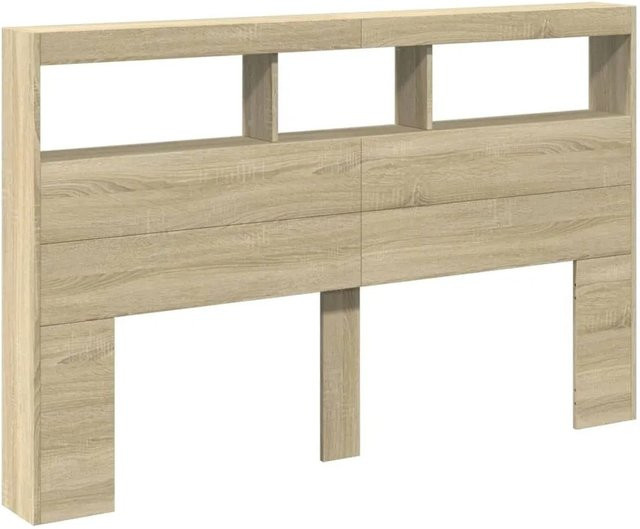 vidaXL LED-Kopfteil mit Ablage und USB-Anschluss in Sonoma-Eiche, B/T/H: 160 x 17 x 102 cm - Bild 1