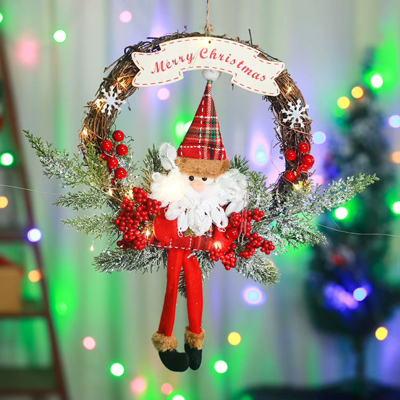 Rustikaler Weihnachtskranz mit künstlichen Zweigen und Blumen in Mehrfarbig für deine Weihnachtsdekoration - Bild 3