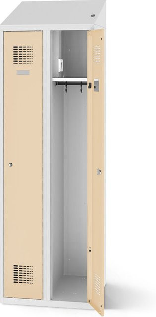 rotstahl Kleiderspind mit 2 Türen und Ladefunktion in Elfenbein, B/H: 60 x 200 cm - Bild 1
