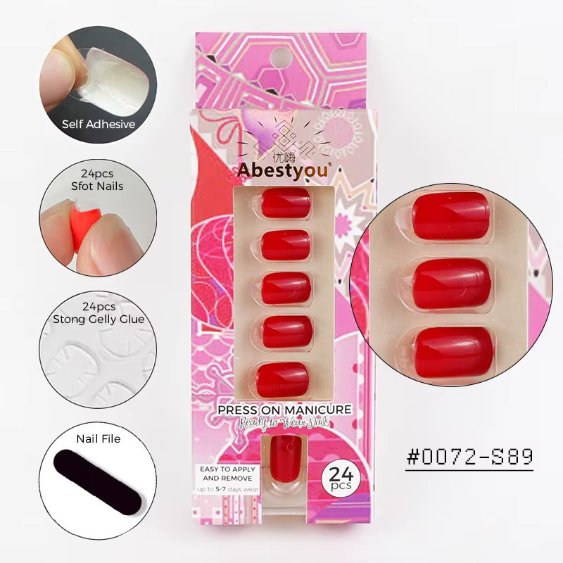 Abestyou Acryl Nägel Set, Quadratisch, Glänzend, 24 Teile - Bild 2