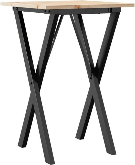vidaXL Esstisch mit X-Gestell aus Massivholz Kiefer und Gusseisen in Braun, B/T/H: 50 x 50 x 75 cm - Bild 1