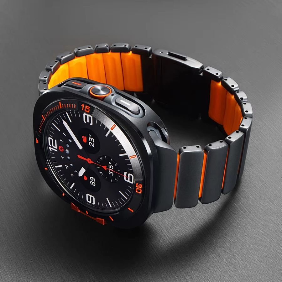 CAOWTAN Titanarmband mit Metallschutzhülle für Samsung Galaxy Watch Ultra 47 mm, magnetisches Unisex Armband mit hartem Rahmen - Bild 2