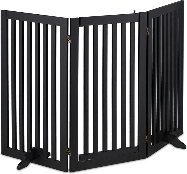 Relaxdays Absperrgitter aus MDF mit Tür in Schwarz, B/H/T: 92 x 154 x 30 cm - Bild 1