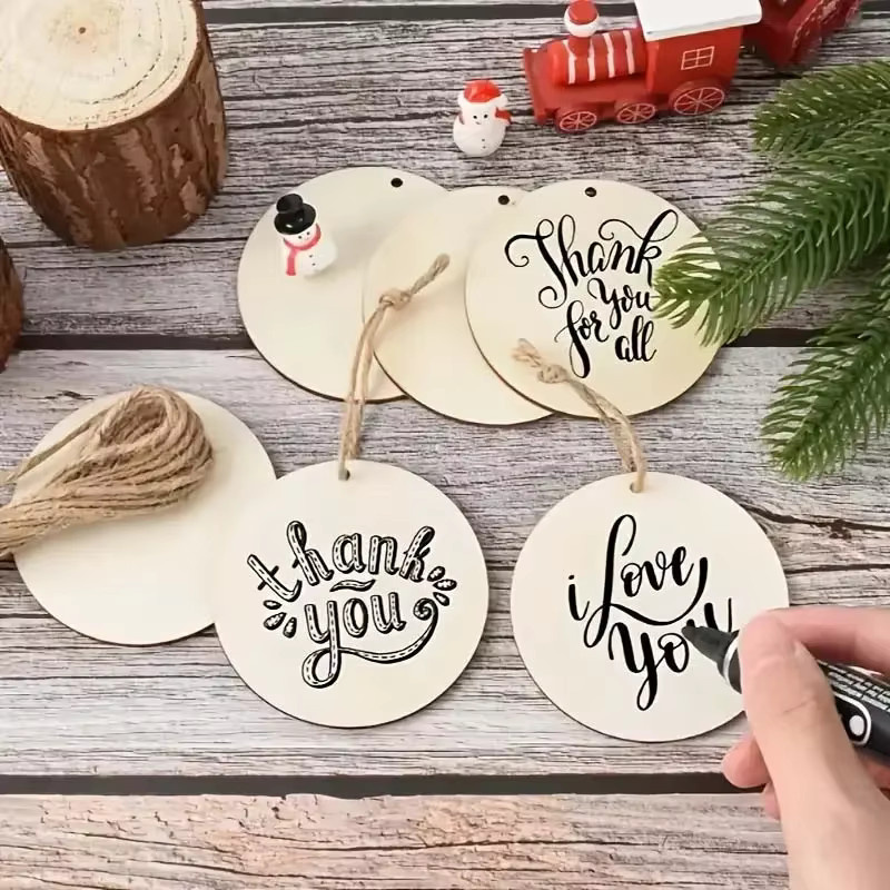 100 runde Holzkreise in Beige als Münzscheiben mit Loch für deine DIY-Bastelarbeiten und Dekorationen - Bild 4