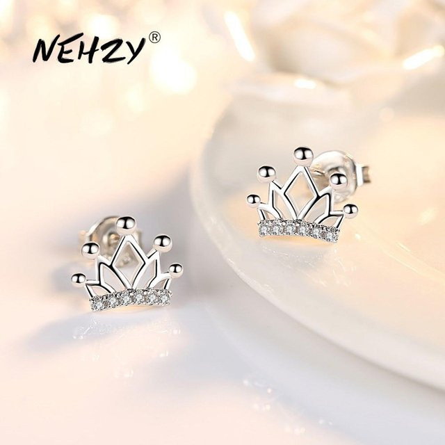 YIRAN Jewelry Ohrstecker, 925 Sterlingsilber, Krone, Kristall Zirkon, Damen - Bild 1