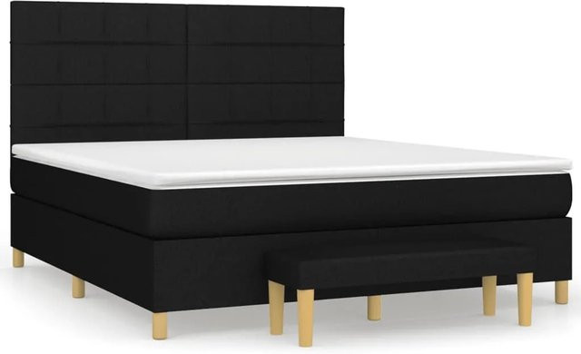 vidaXL Boxspringbett Hybrid mit Matratze und Kopfteil, Schwarz, B: 180 cm, T: 200 cm, H: 203 cm - Bild 1