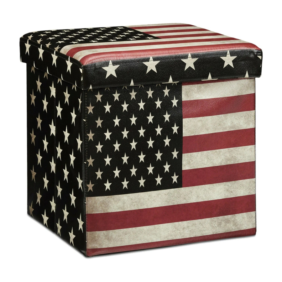 Relaxdays Sitzhocker USA aus Kunstleder mit Stauraum, B/T/H: 38 x 38 x 38 cm, Multicolour - Bild 2