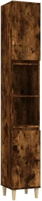 vidaXL Badschrank Räuchereiche mit Türen und offenen Regalen, Farbe Braun, B/T/H: 30 x 30 x 190 cm - Bild 1