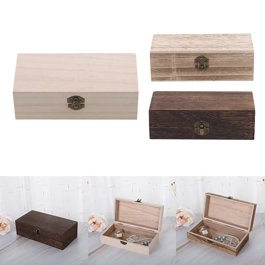 LEENKEA Aufbewahrungsbox aus Holz in Mehrfarbig, Rechteckige Retro-Holzkiste mit Flip-Verschluss für Schmuck und Accessoires, B/T/H: 20,0 x 6,0 x andere cm - Bild 4