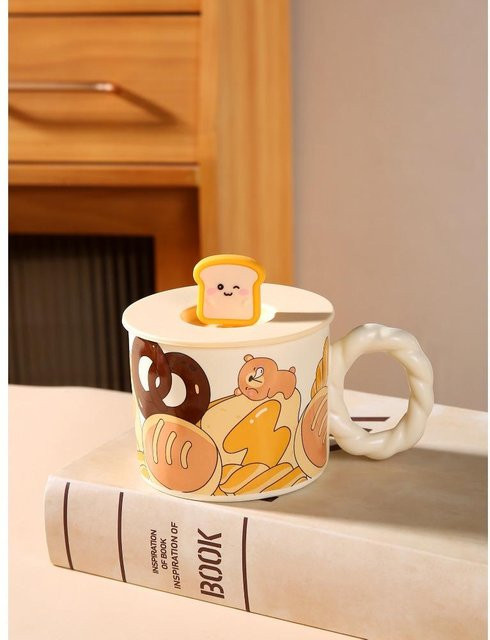 Kreative Cartoon-Keramiktasse von Yiran Furniture in Weiß und Multicolour, 380 ml - Bild 1