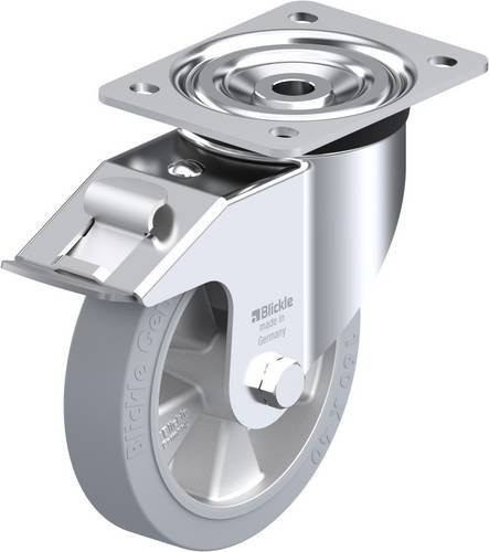 Blickle L-ALEV 161K-FI-SG Lenkrolle mit Feststeller in Silber/Grau, Rad-Durchmesser: 160 mm, Tragfähigkeit: 300 kg - Bild 1