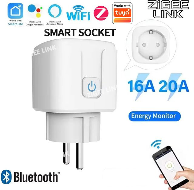 Smarte Steckdose Shine-Tale WiFi Zigbee in Weiß mit Stromüberwachung, Smart Life App-Steuerung, Timer und Sprachsteuerung für Alexa und Google Home - Bild 1