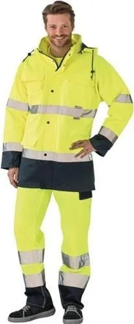 Planam Warnschutzparka Gelb Marine Größe L nach EN ISO 20471 Klasse 3 - Bild 1