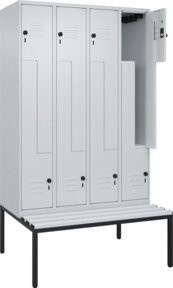 C+P Z-Spind Classic PLUS Sitzbank mit 8 Fächern und Sicherheits-Drehriegel, grau, B/T/H: 212 x 120 x 81,5 cm - Bild 1