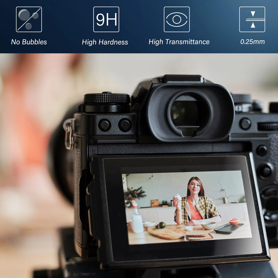 2er-Set Displayschutzfolie aus gehärtetem Glas in Transparent für Sony Kameras A7II A7III A7IV A7C2 A7CR A7RII A7RIII A7RIV A9 A9II A6700 A6600 A6500 ZV1 ZV1II - Bild 2