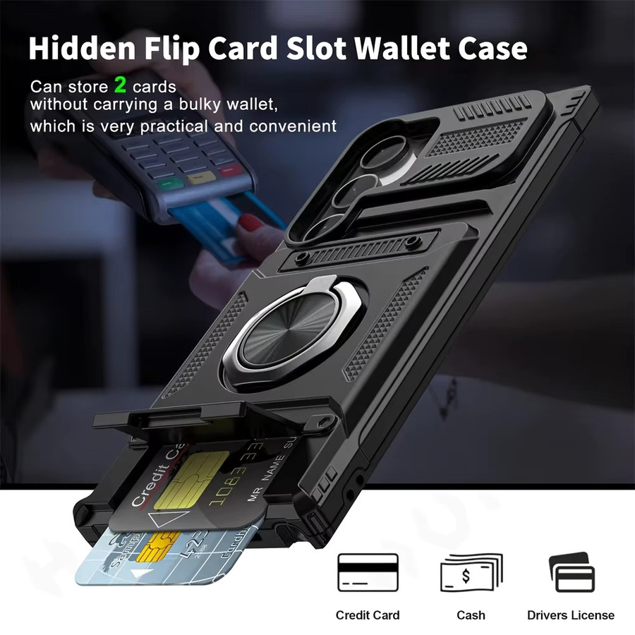 Magnetische Wallet Hülle für Samsung Galaxy S26 S25 S24 S23 Ultra Plus FE A56 A55 A36 A26 A35 A17 A16 A15 A14 mit Ring Ständer in Rot und Schwarz - Bild 3
