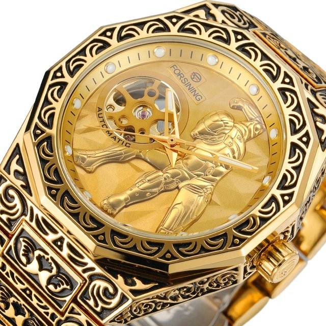 Forsining Armbanduhr, Automatik, Edelstahl, Gold, Herren, Vintage - Bild 1