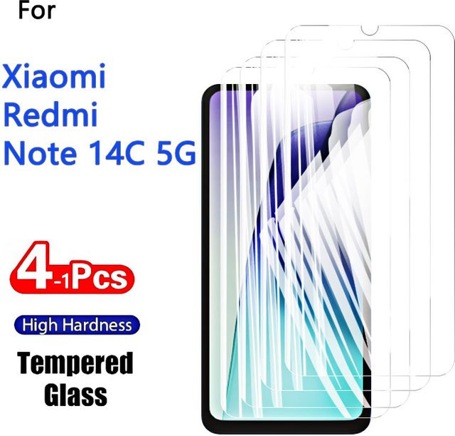 Set aus 1-4 gehärteten Glas Displayschutzfolien für Xiaomi Redmi 14C 5G, 6,88 Zoll, transparent - Bild 1