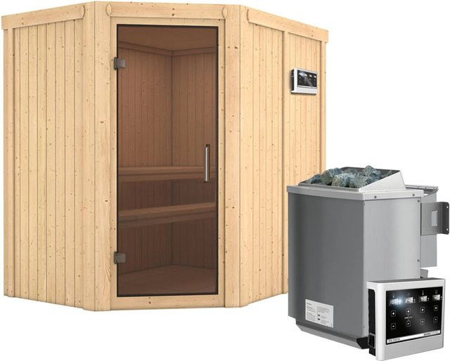 Karibu Sauna CARIN mit BioKombiofen 9 kW und Steuergerät in Graphit, B/T/H: 196 x 151 x 198 cm - Bild 1
