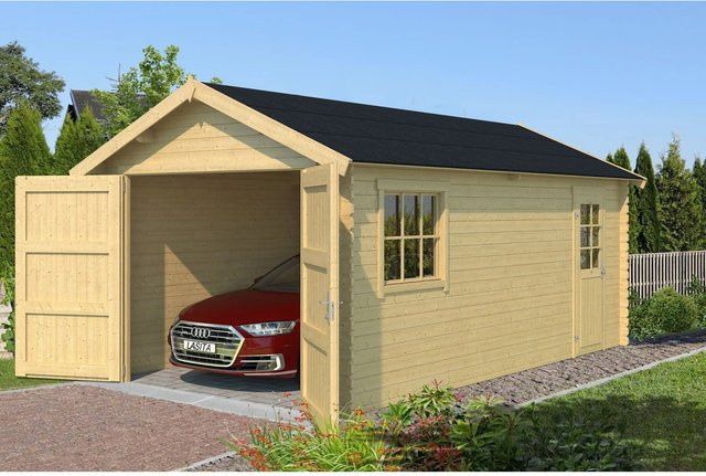 Lasita Garage Dillon Holzgarage in Natur/Unbehandelt mit Fenster, B/T: 540 x 300 cm - Bild 1