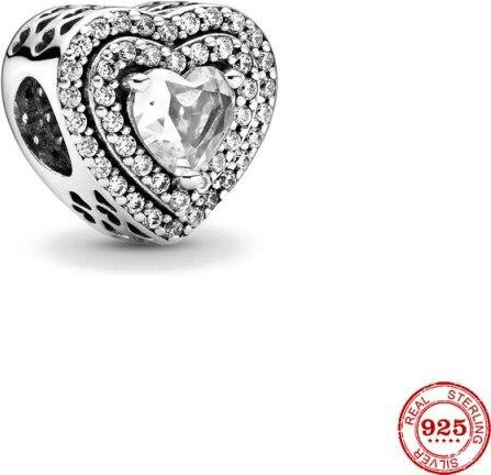 Charm Armband, silberfarben, Herz, Perle, Kristall, Damen - Bild 1