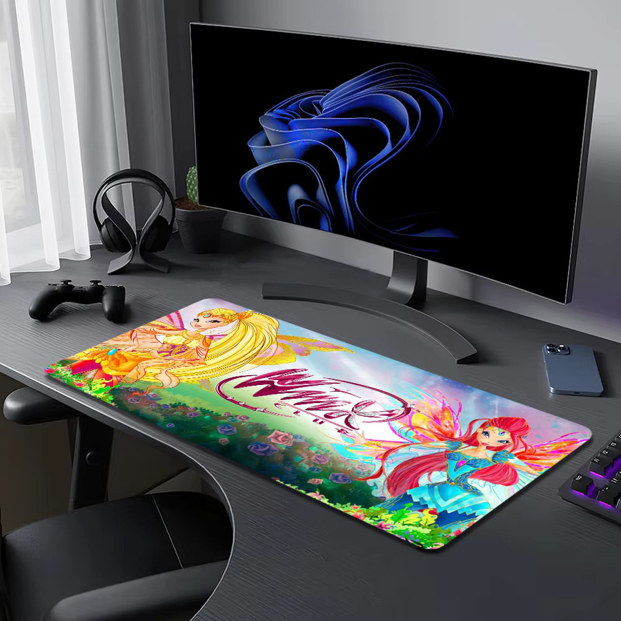 Großes Club Lockedge Mauspad mit Winx Cartoon Design, rutschfeste und verdickte Schreibunterlage für Gaming und Büro, Mehrfarbig - Bild 2