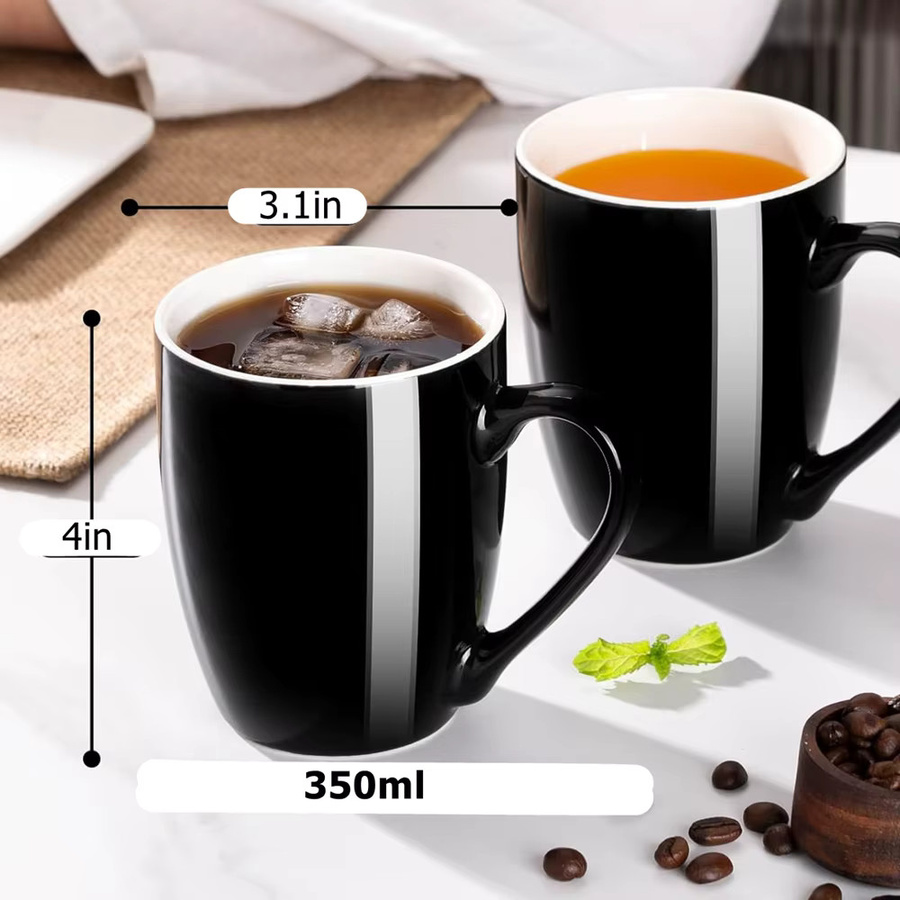 Punana Kaffeetasse aus Keramik, Schwarz-Rot, 350 ml, mikrowellengeeignet - Bild 5