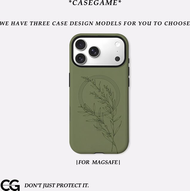 KHAKI WATTLE Robuste Doppelschichtige Handyhülle mit Magnetfunktion für iPhone 17 16 15 14 13 Pro Max Plus in Grün - Bild 1