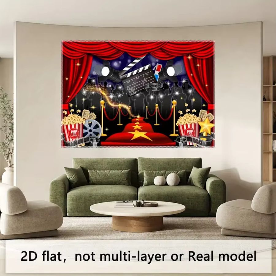 VIKAMA Hollywood Red Stage Wandbehang für Party und Geburtstag, rote Dekoration aus Polyester für Indoor und Outdoor - Bild 2