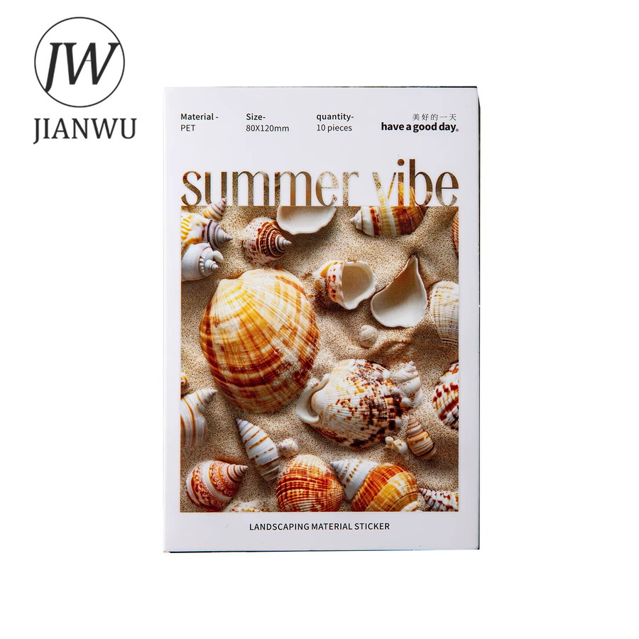 JIANWU Summer Vibe Serie Vintage PET Aufkleber mit Blumen und Landschaft für kreatives DIY Journaling, Mehrfarbig - Bild 4