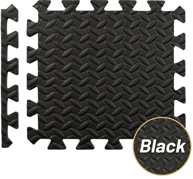 DHDH Puzzle-Fitnessmatte aus EVA-Schaumstoff in Schwarz, 4-teiliges Set rutschfeste Bodenfliesen für das Heimfitnessstudio und Kinder - Bild 1