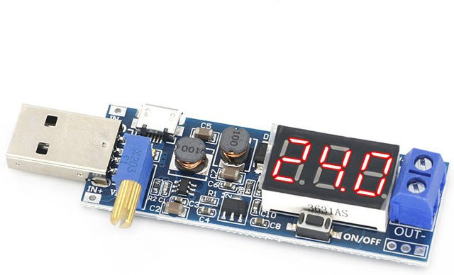 Viesrita Boost-Buck-Konverter USB Aufwärts-/Abwärts-Stromversorgungsmodul DC-DC mit LED-Anzeige, Blau - Bild 1