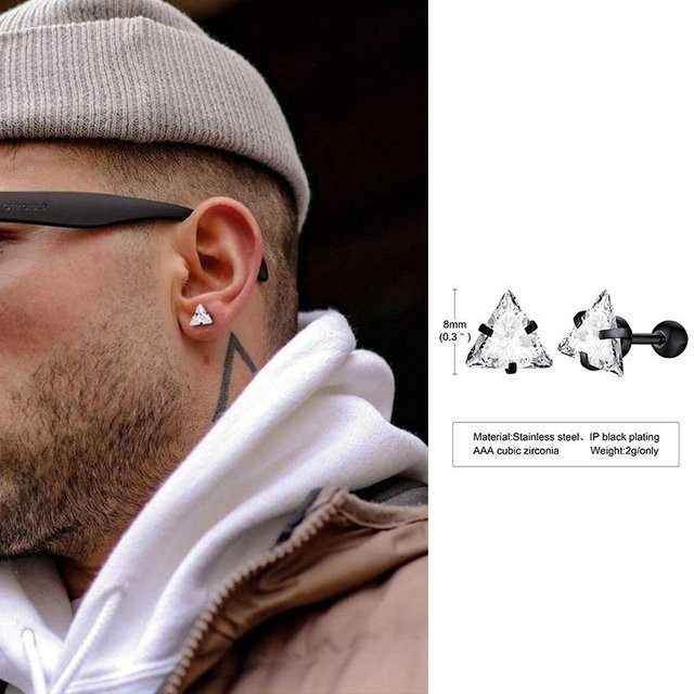 Lucky Star Jewelry Ohrstecker Edelstahl, Zirkonia, Schwarz, Unisex - Bild 1