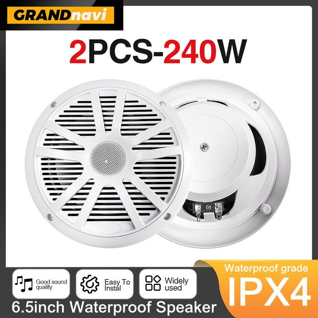 Grandnavi Marine-Lautsprecher 6,5 Zoll, 120W, Wasserdicht und Wetterbeständig, Stereo-Bootslautsprecher in Schwarz - Bild 1