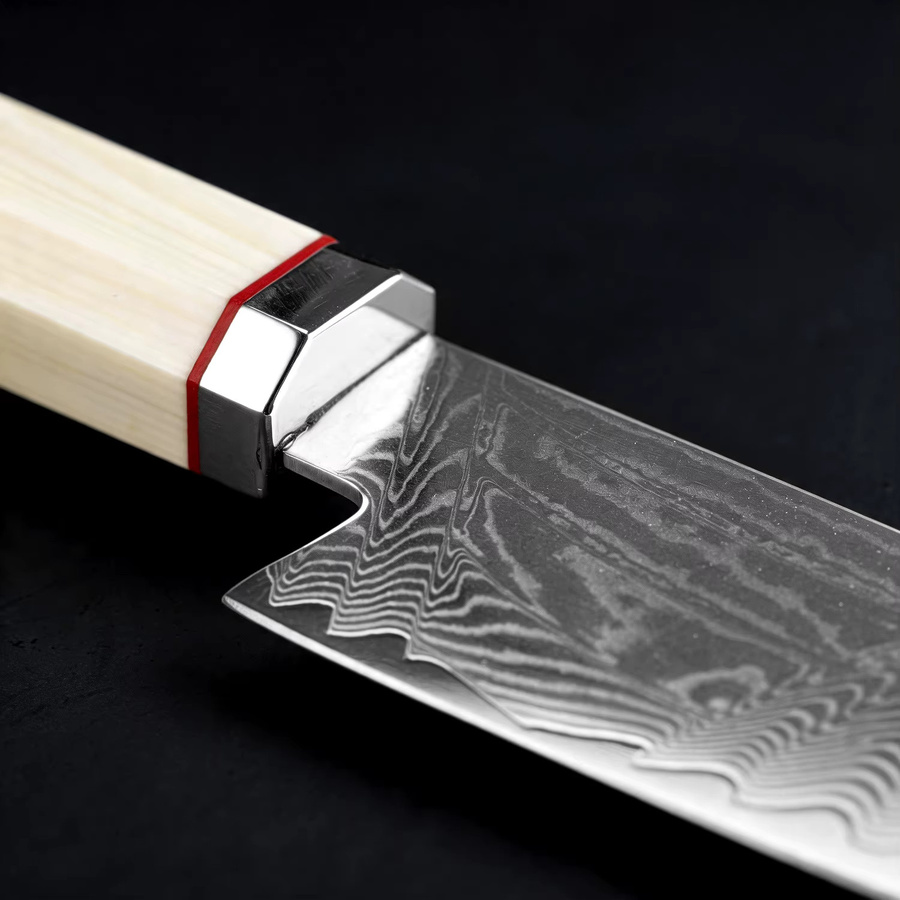 XITUO Kiritsuke Schälmesser Set aus Damaszener Stahl mit weißem achteckigem Griff - Bild 4