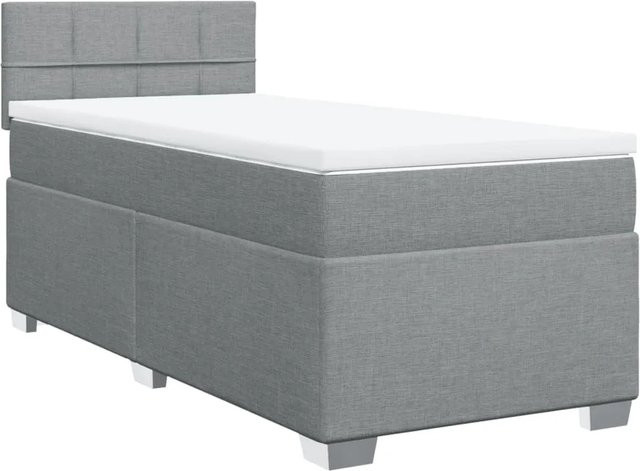 vidaXL Boxspringbett mit Matratze Hybrid-Design in Hellgrau, B/T: 100 x 200 cm - Bild 1
