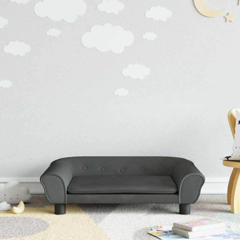 Vidaxl Kindersofa aus Samt in Anthrazit Grau B/T/H: 70 x 45 x 26 cm - Bild 1