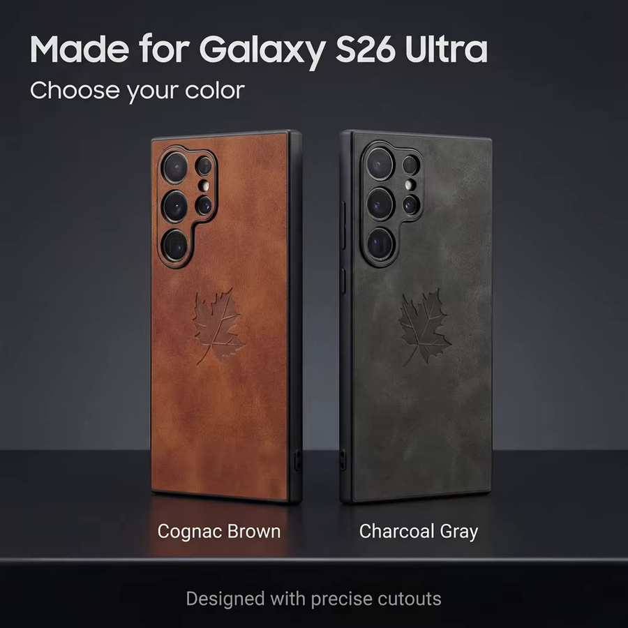 Retre PU-Lederhülle mit Ahornblätter Design für Samsung Galaxy S26 S25 S24 S23 S22 S21 S20 Ultra Plus FE Note 20 Ultra Plus A54 A55 Android Handyhülle - Bild 1